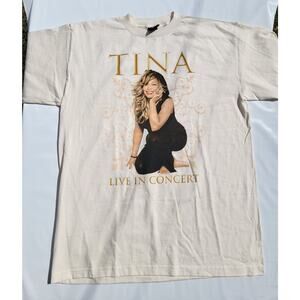 Tina Live In Concert Size XL Cotton T-Shirt Ivory Vintage Graphic